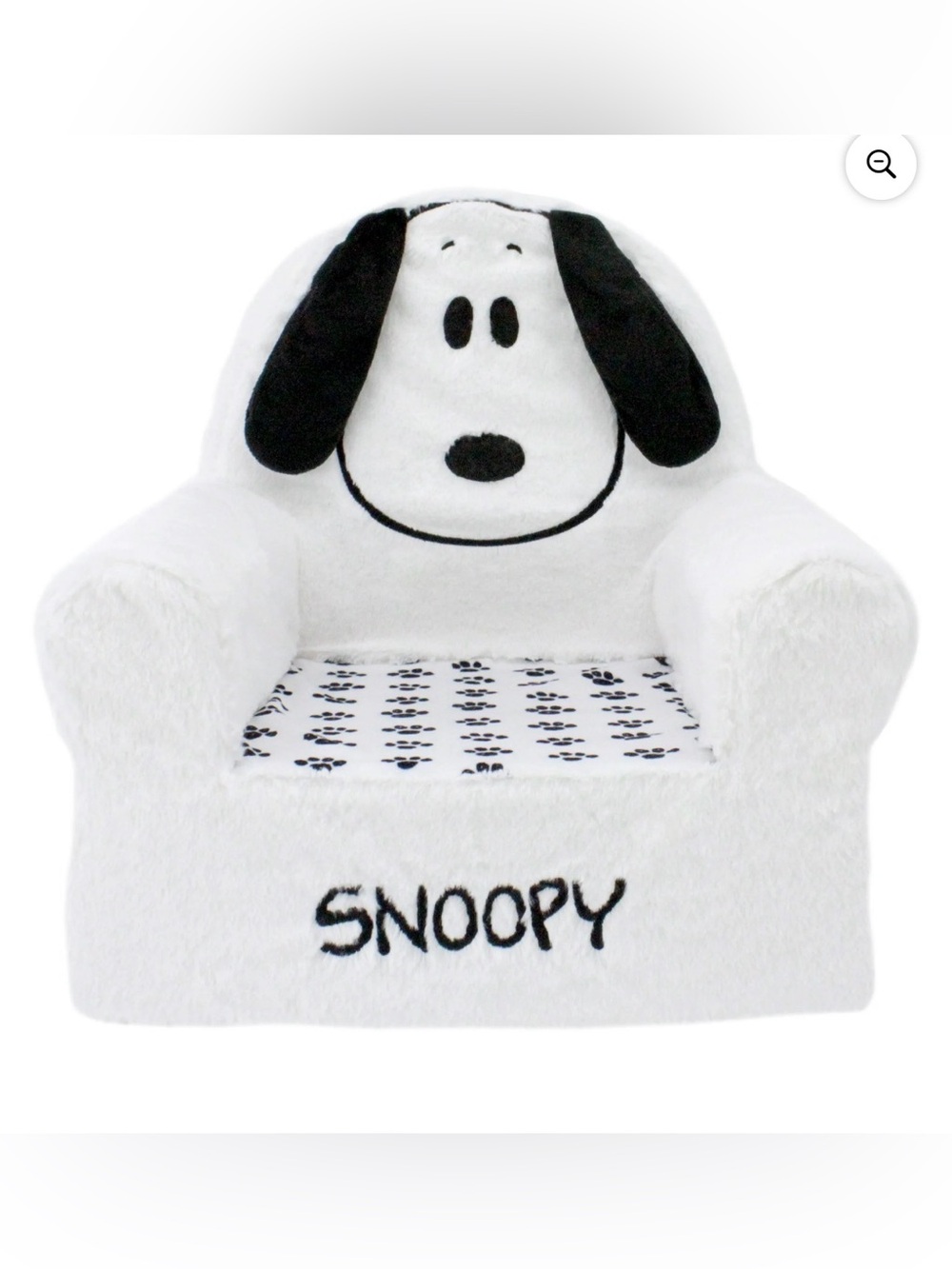 Animal Adventure- Peanuts Snoopy Kids Soft Plush Armchair - White & Black- NIB